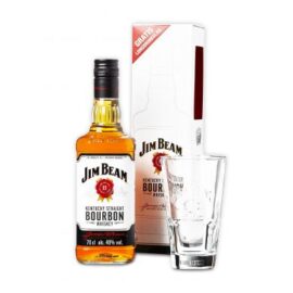 Jim Beam Kentucky Straight Bourbon Whiskey 0.7L (40% Vol.) with GB + glass